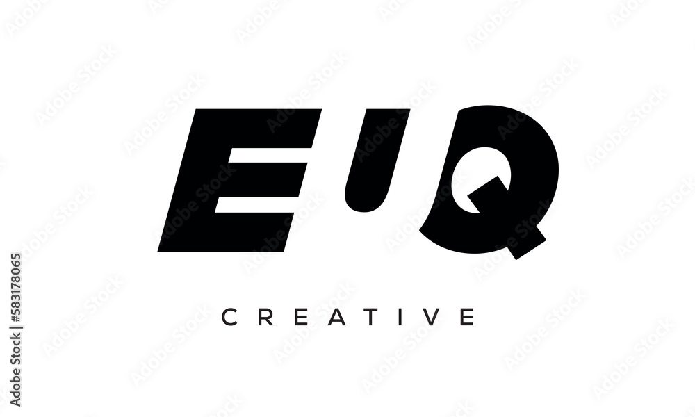 EUQ letters negative space logo design. creative typography monogram vector	
