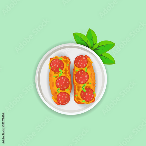 Premium Garlic Bread Pizza Illustrations, Vegetable For Bar Lunch, Art Isolated Drawing Fruit Wine Brunch Elements Vector Collections Design.