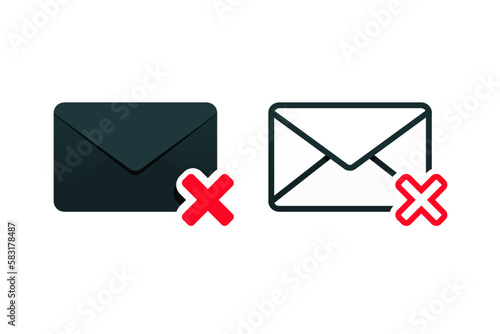 Wrong mail icon. Fail message. Illustration vector