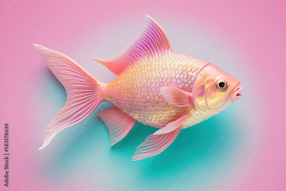 Gold fish portrait on pink and rose gold warm background Gold fish portrait on pink and rose gold warm background