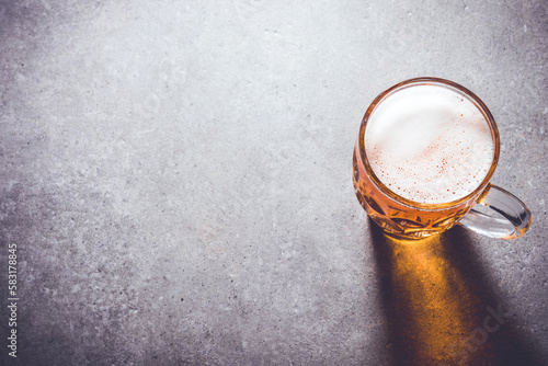 Mug of beer. Top view