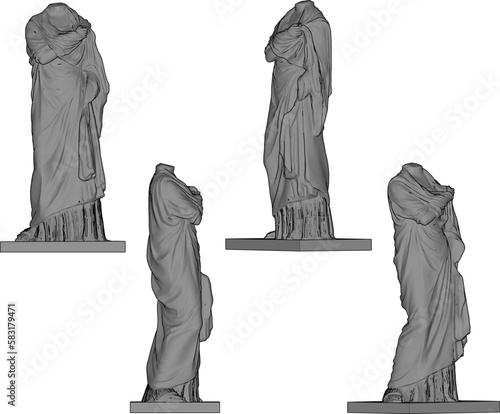 Vector sketch of a classic headless statue
