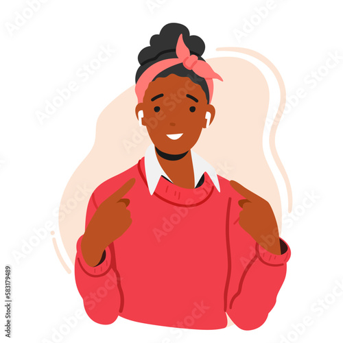 Confident Woman Pointing To Herself With A Positive Expression On Her Face Expressing Sense Of Self-assurance