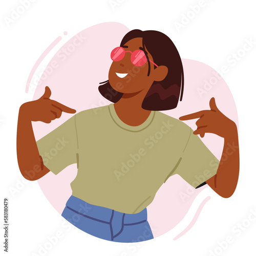 Confident Woman Pointing At Herself With Positive Expression Symbolizing Self-love, Self-confidence, Self-promotion