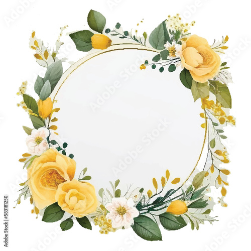 Decorative vintage yellow roses and bud with leaves in square shape. Vector set of blooming flower for your design. Adornment for wedding invitations and greeting card.
