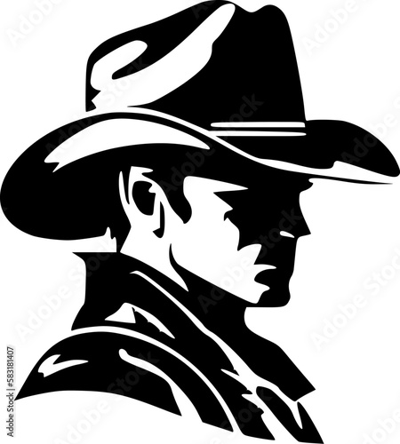 Cowboy - Black and White Isolated Icon - Vector illustration