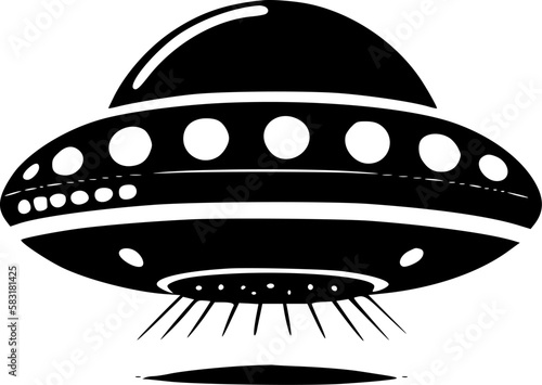 Flying Saucer | Minimalist and Simple Silhouette - Vector illustration