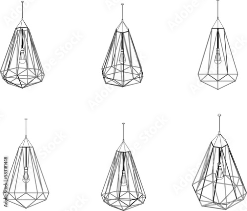 Vector sketch of modern cafe chandelier illustration