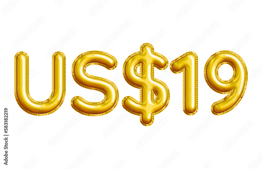 US$19 or Nineteen Dollar 3D Gold Balloon. You can use this asset for your content like as USD Currency, Flyer Marketing, Banner, Promotion, Advertising, Discount Card, Pamphlet, Template and anymore. US$19 or Nineteen Dollar 3D Gold Balloon. You can use this asset for your content like as USD Currency, Flyer Marketing, Banner, Promotion, Advertising, Discount Card, Pamphlet, Template and anymore.