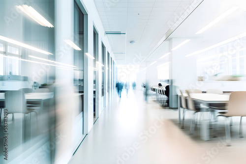 Blurred office background of a light modern office interior