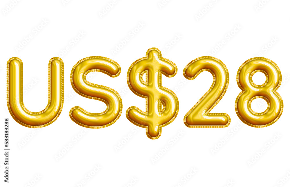 US$28 or Twenty-eight Dollar 3D Gold Balloon. You can use this asset for your content like as USD Currency, Flyer Marketing, Banner, Promotion, Advertising, Discount Card, Pamphlet and anymore. US$28 or Twenty-eight Dollar 3D Gold Balloon. You can use this asset for your content like as USD Currency, Flyer Marketing, Banner, Promotion, Advertising, Discount Card, Pamphlet and anymore.