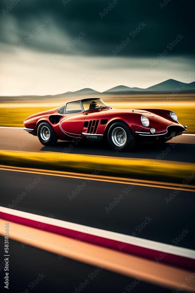 Naklejka premium Rote Oldtimer auf einer Strasse