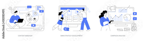 Social media marketing abstract concept vector illustrations.