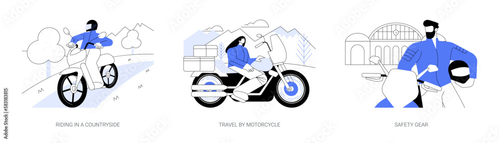 Motorcycle driver abstract concept vector illustrations. - obrazy, fototapety, plakaty 