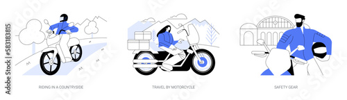Motorcycle driver abstract concept vector illustrations.