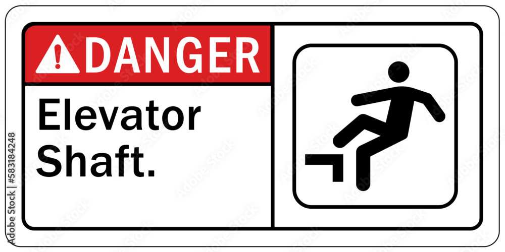 Elevator warning sign and labels elevator shaft Elevator warning sign and labels elevator shaft