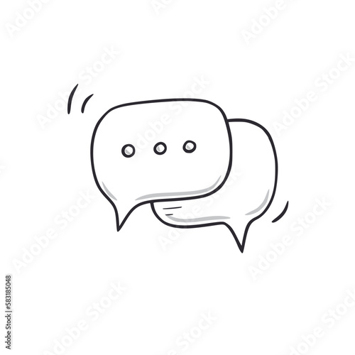 Speech bubble doodle. Message speech bubble hand drawn sketch style icon. Dialog, talk comic doodle drawn concept. Vector illustration
