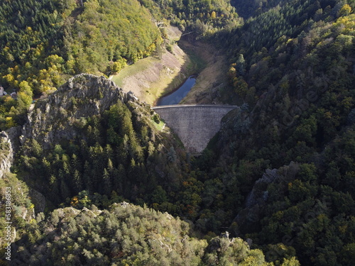 sécheresse, barrage du gouffre d'enfer, commune de Rochetaillée, Saint-Etienne, Auvergne Rhône Alpes France