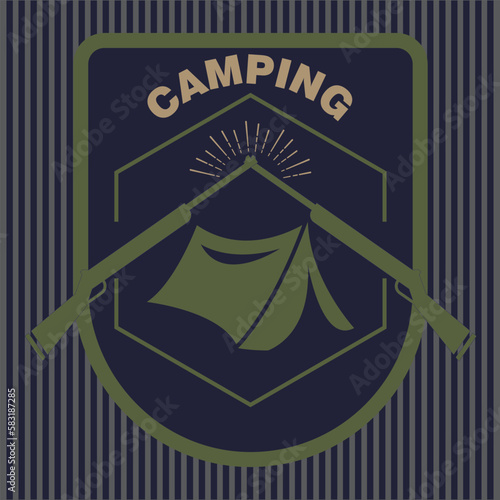 Camping and outdoor adventure retro logo. The emblem for the hunter and camping club. 
