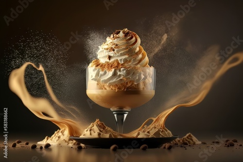 Exploding Caramel Milkshake: A Delicious Explosion of Flavors. Generative AI © cac_tus