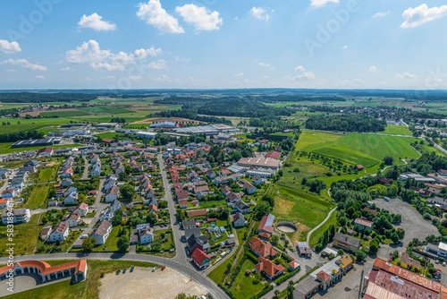 Der oberschwäbische Kurort Bad Schussenried im Luftbild photo