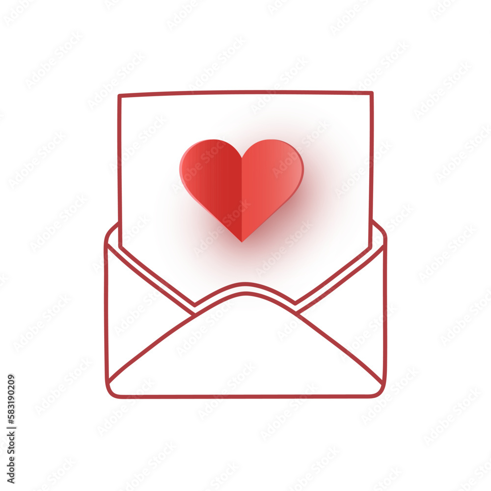 Envelope with hearts. Concept of a love message. Design for Valentine’s Day. Vector illustration Envelope with hearts. Concept of a love message. Design for Valentine’s Day. Vector illustration