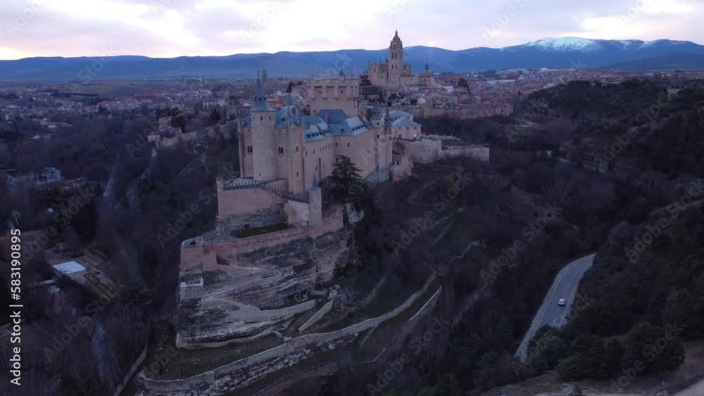 Drone view of modern buildings near the forest in Segovia, Spain Drone view of modern buildings near the forest in Segovia, Spain