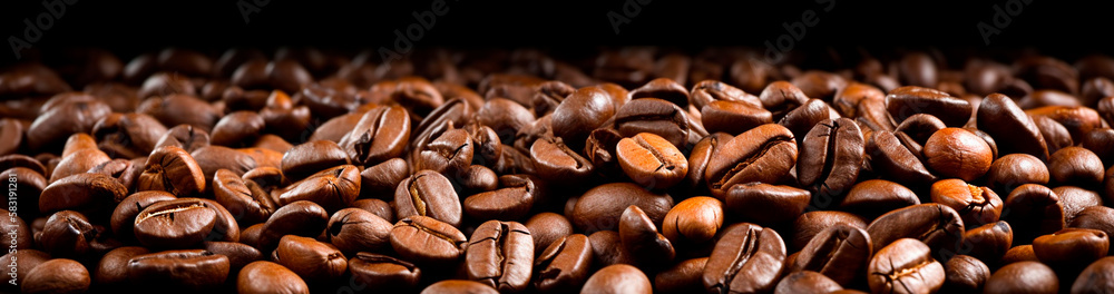 coffee grains a lot beautiful background banner. Generative AI, coffee grains a lot beautiful background banner. Generative AI,