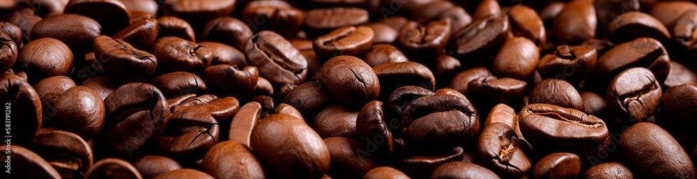 coffee grains a lot beautiful background banner. Generative AI, coffee grains a lot beautiful background banner. Generative AI,