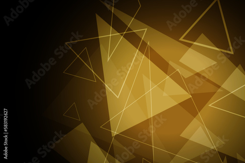 Yellow lines, plexus abstract background. Digital geometric triangles on a black background.