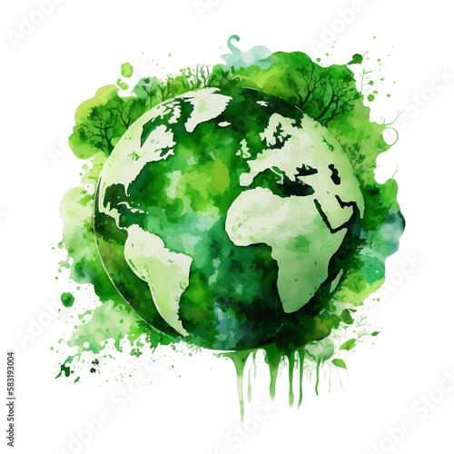 Fototapeta Naklejka Na Ścianę i Meble -  green planet earth with leaves png