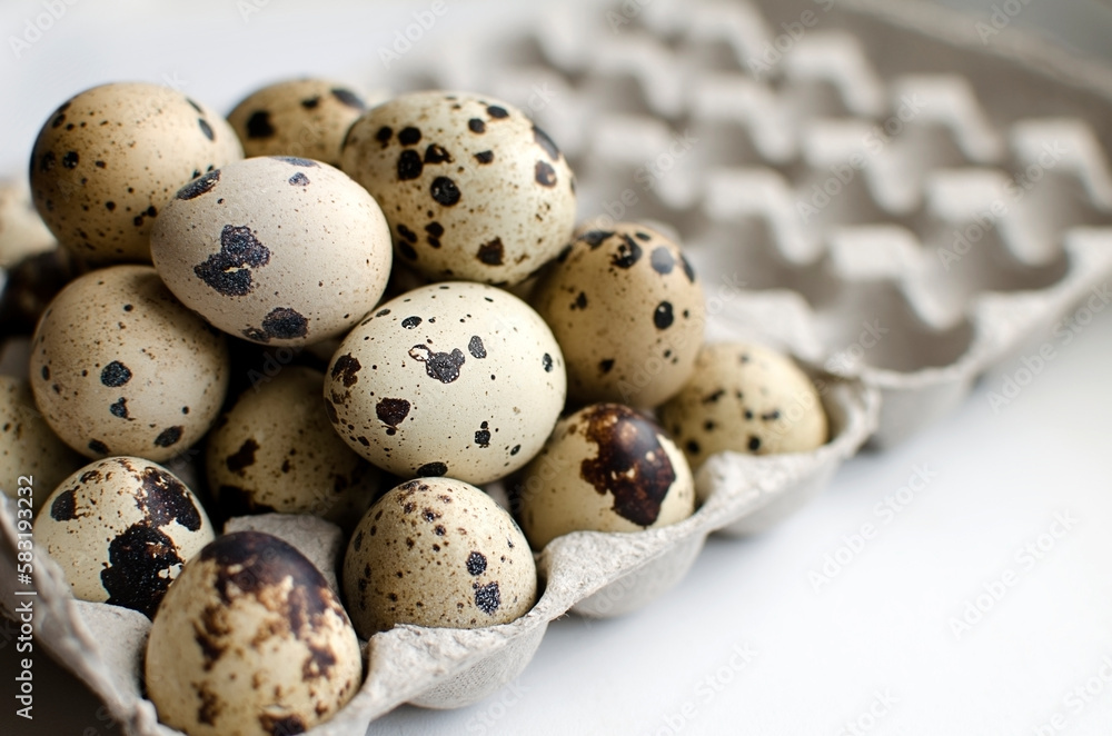 Quail eggs in a paper tray Quail eggs in a paper tray