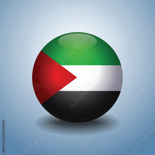 Free Download Sudan flag. Round glossy. Isolated on color gradient background - GFXLoad
