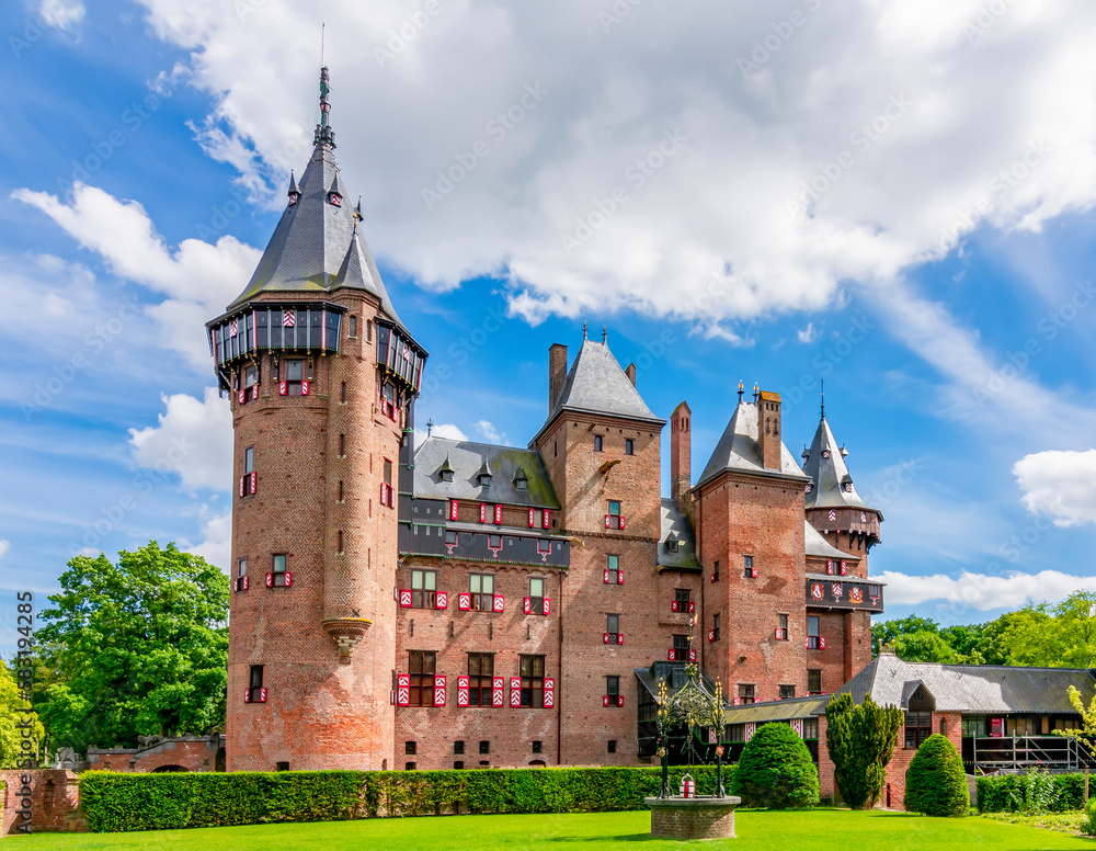 Medieval De Haar castle and gardens outside Utrecht, Netherlands