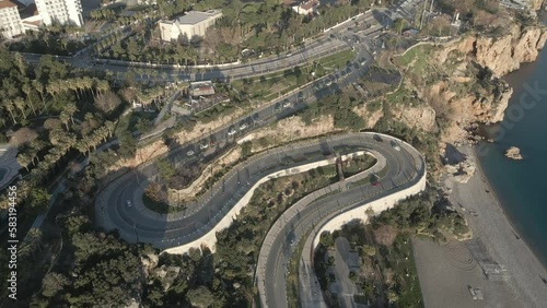 Tourist visiting the road to the famous Konyaaltı Beach,turkish name is varyant. photo