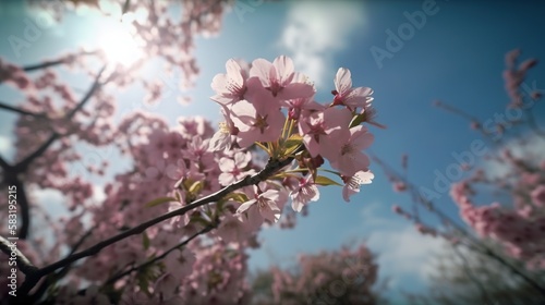 Japanese cherry blossom flowers in the wind  Generative AI