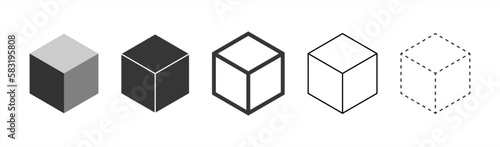 Cube vector icons. Set of Cube symbols on white background. Various black Cube icons. Vector.