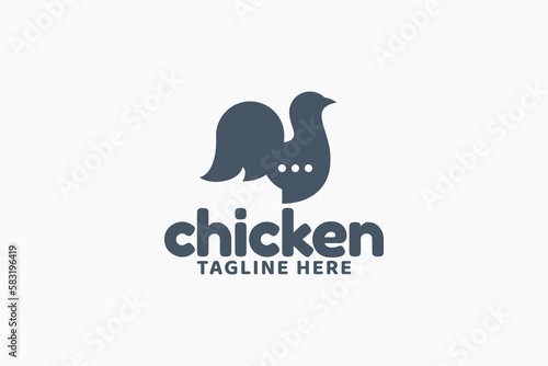 chicken talk ogo with a combination of a cute chicken with a chat or bubble