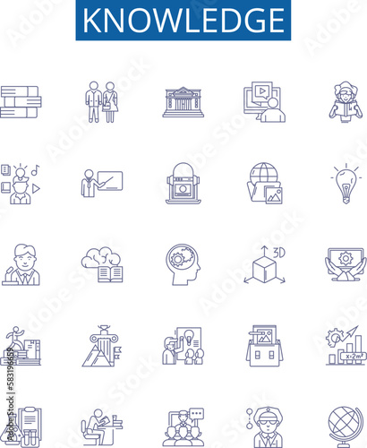 Knowledge line icons signs set. Design collection of Understand, Learn, Wisdom, Realize, Insight, Cognition, Master, Acquire outline concept vector illustrations