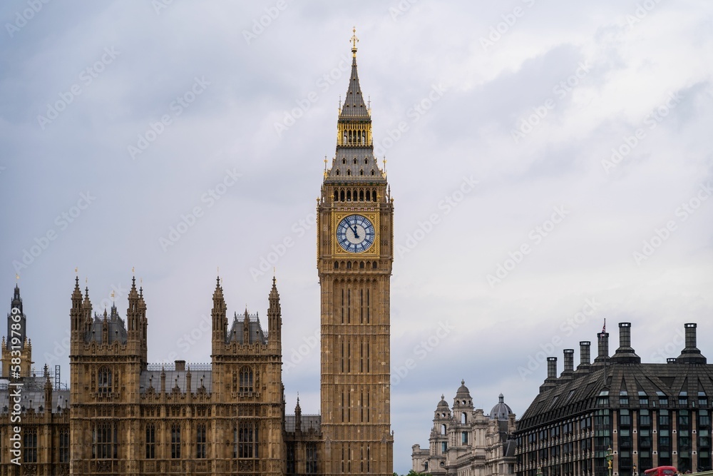 Scenic shot of Big Ben tower clock at Westminster in London, Europe