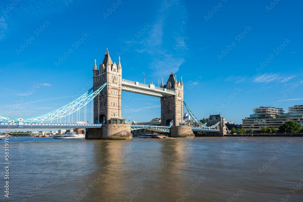 Scenic shot of the Tower Bridge and the city skyline in London, Europe