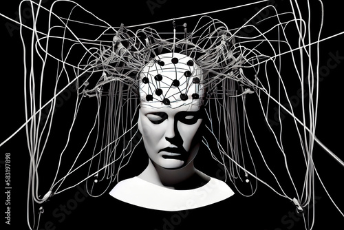 Mind control, brain with strings, manipulation and dictator concept