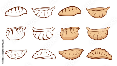 Jiaozi Illustrations Big Collection With Vector With. Vegetable Jiaozi Dumpling Steam Bamboo Minimal Meal Tasty Menu Delicious Jiaozi Food Clip Art.