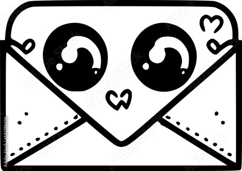 Envelope with Heart | Minimalist and Simple Silhouette - Vector illustration