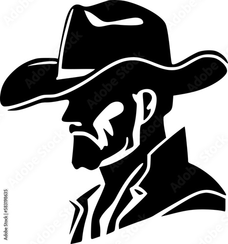 Cowboy | Black and White Vector illustration