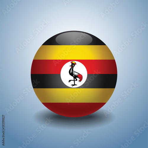 Free Download Uganda flag. Round glossy. Isolated on color gradient background - GFXLoad
