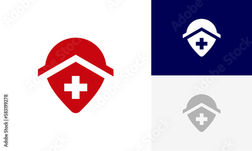 Hospital medical pin location logo icon design vector