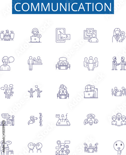 Communication line icons signs set. Design collection of Speech, Writing, Listening, Signals, Conversation, Networking, Conversation, Expression outline concept vector illustrations