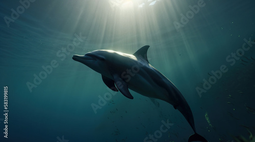Dolphin Underwater, Generative AI, Illustration © emir