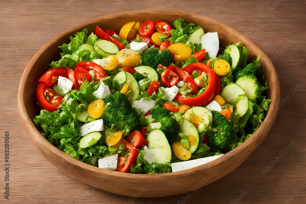 Greek salad with fresh vegetables, generative art by A.I Greek salad with fresh vegetables, generative art by A.I